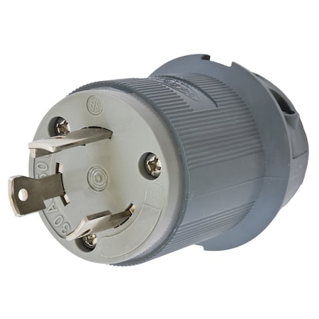 Hubbell Wiring Device-Kellems Locking Connector, 30 A, 250V AC, Single Phase, 2 Pole, Screw Terminals, Gray HBL2621F